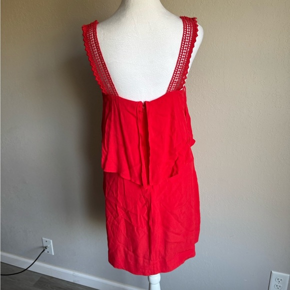 Anthropologie Maeve Red Double Layer Crochet Strap Tank Mini Dress Womens 2 - Picture 4 of 6